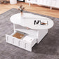 Coffee Table, Cloud-Shaped Coffee Table With Drawer And Storage Compartments